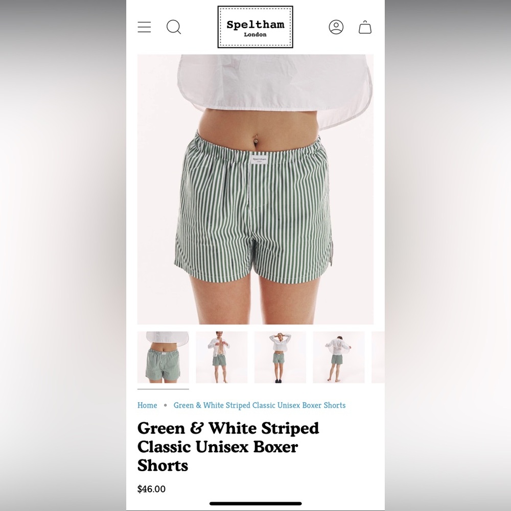 Speltham Green & White Striped Classic Unisex Boxer Shorts
